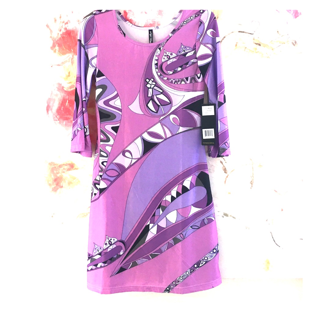 Pucci Print 60s Mini Dress By White Mark - Lilac Purple
